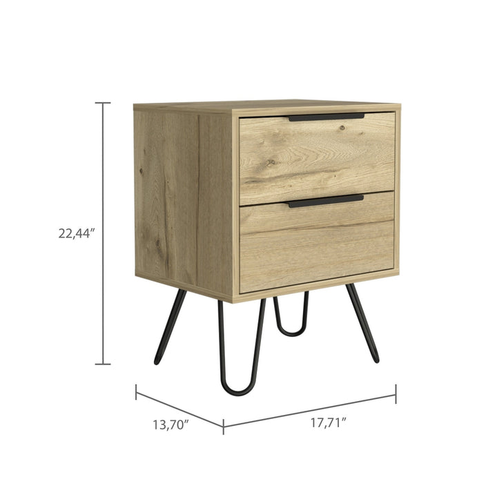 22" Light Oak Two Drawer Nightstand Image 4