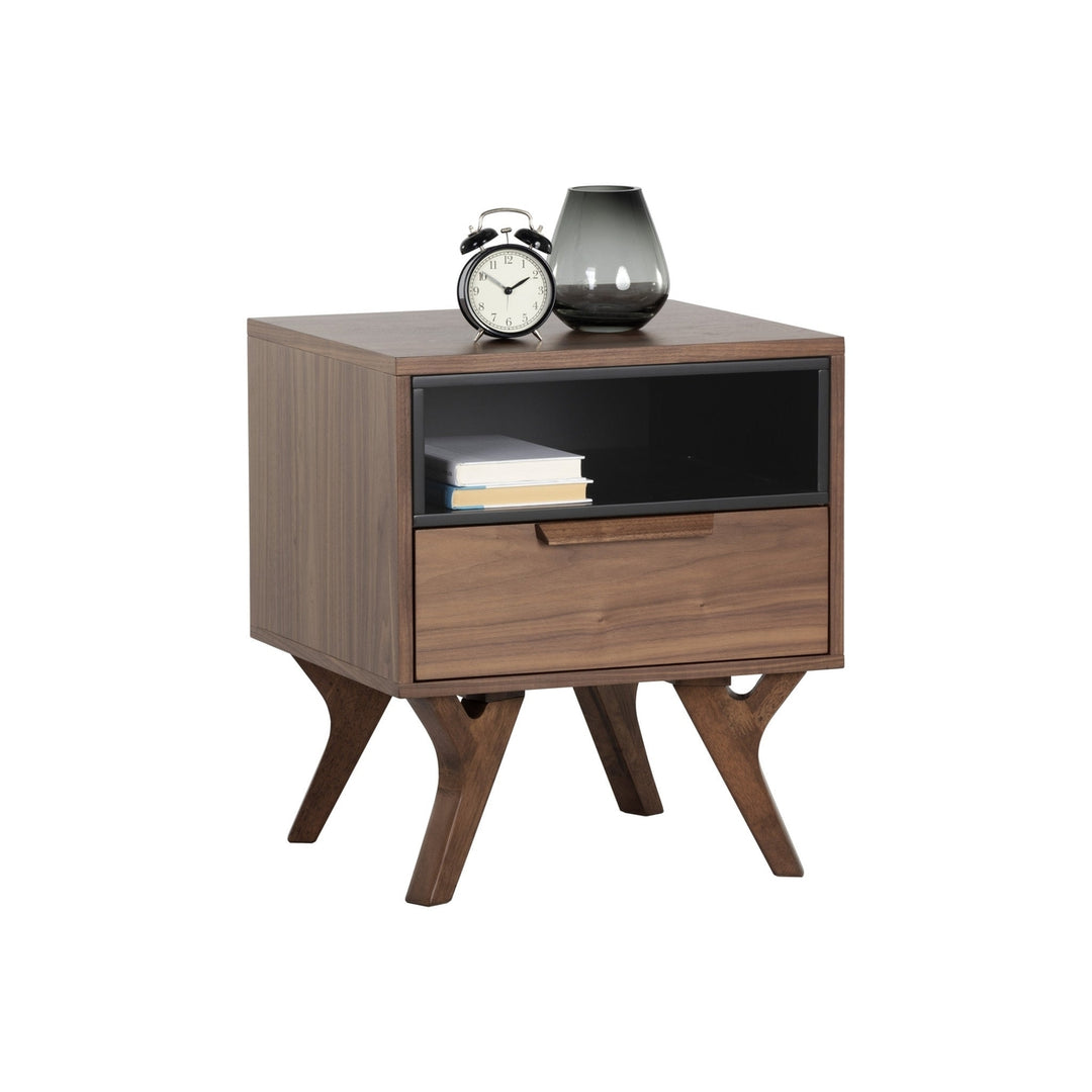 23" Brown Wood One Drawer Nightstand Image 1