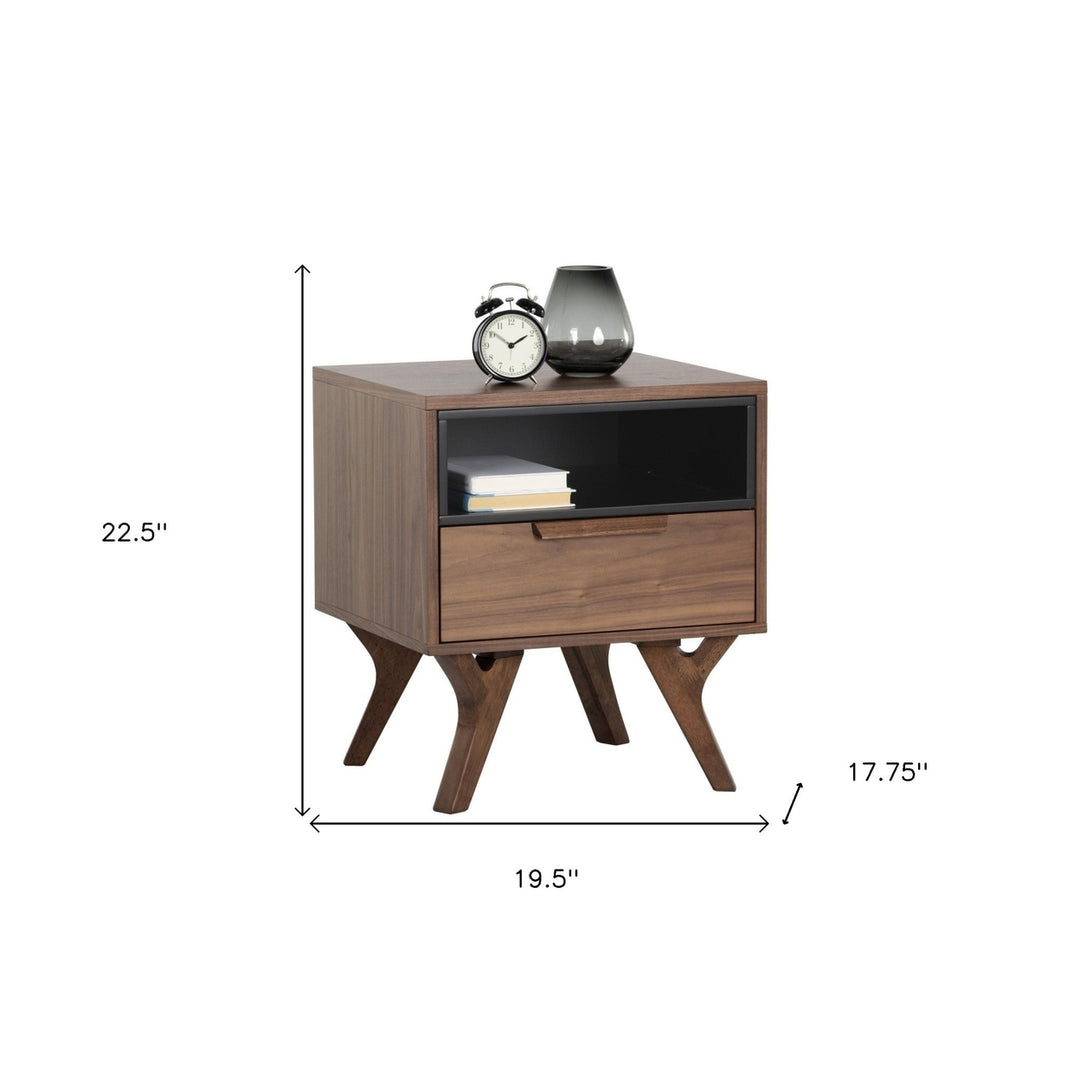 23" Brown Wood One Drawer Nightstand Image 6