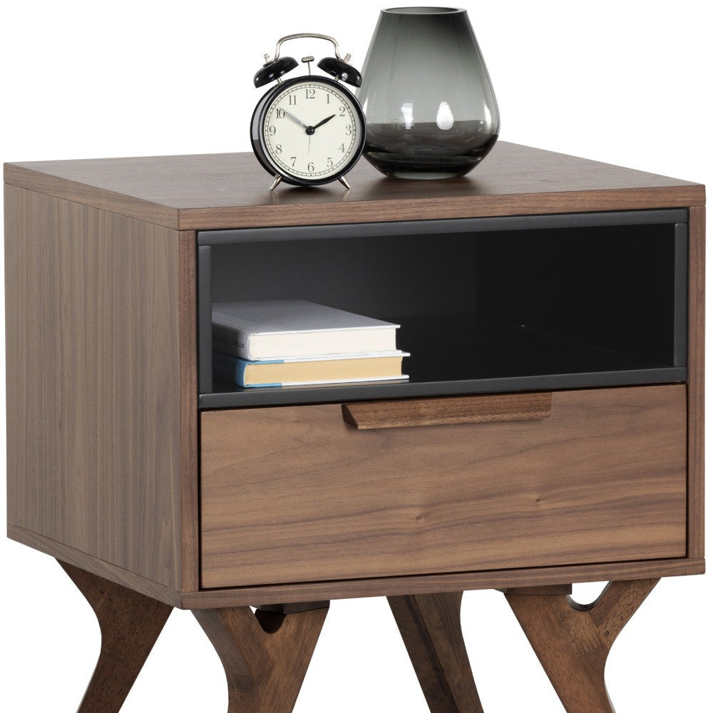 23" Brown Wood One Drawer Nightstand Image 8