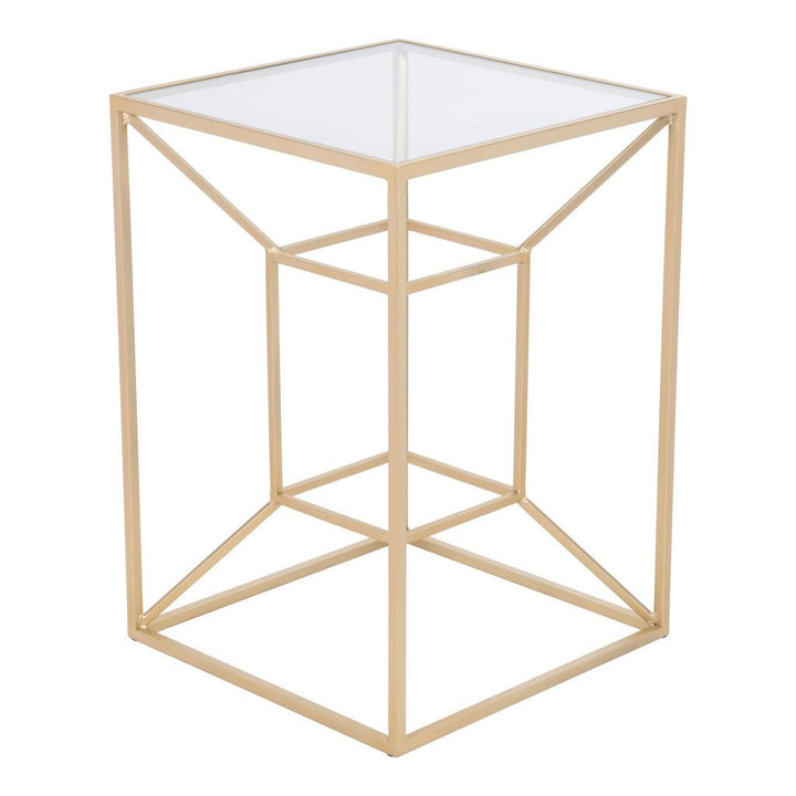 23" Gold And Clear Glass Square End Table Image 7