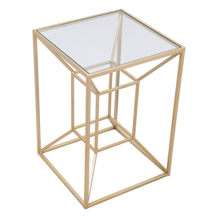 23" Gold And Clear Glass Square End Table Image 8