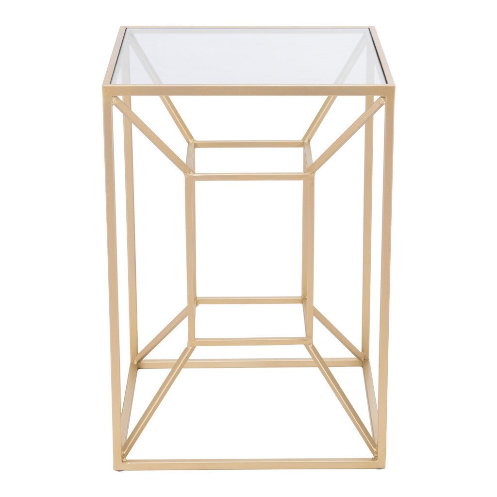 23" Gold And Clear Glass Square End Table Image 10