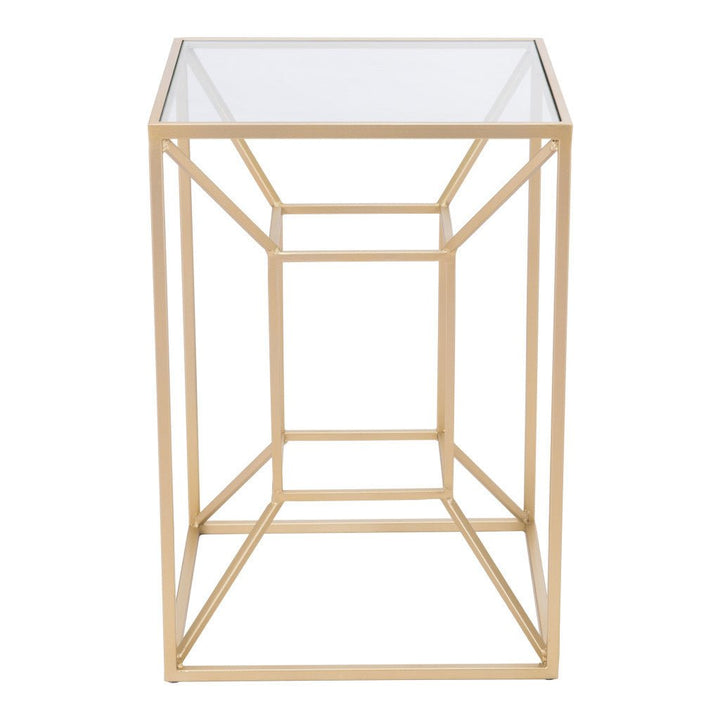 23" Gold And Clear Glass Square End Table Image 10