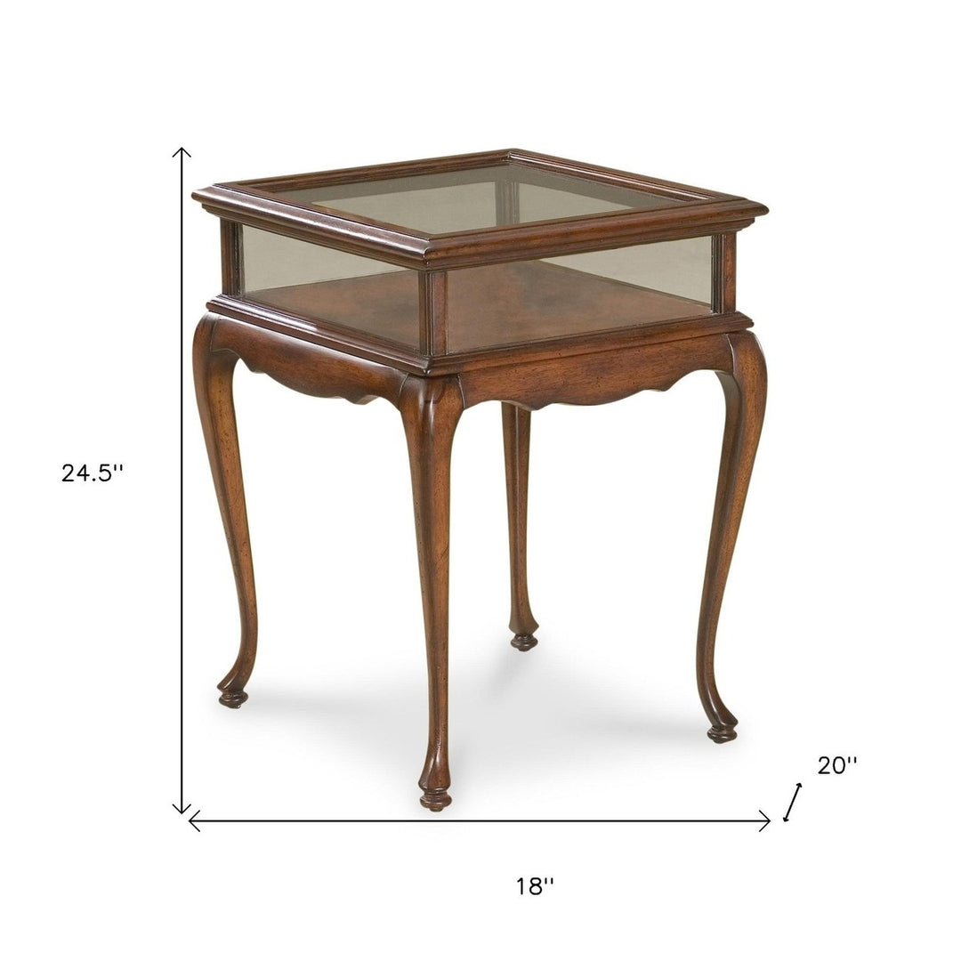 25" Dark Brown Glass Rectangular End Table Image 3