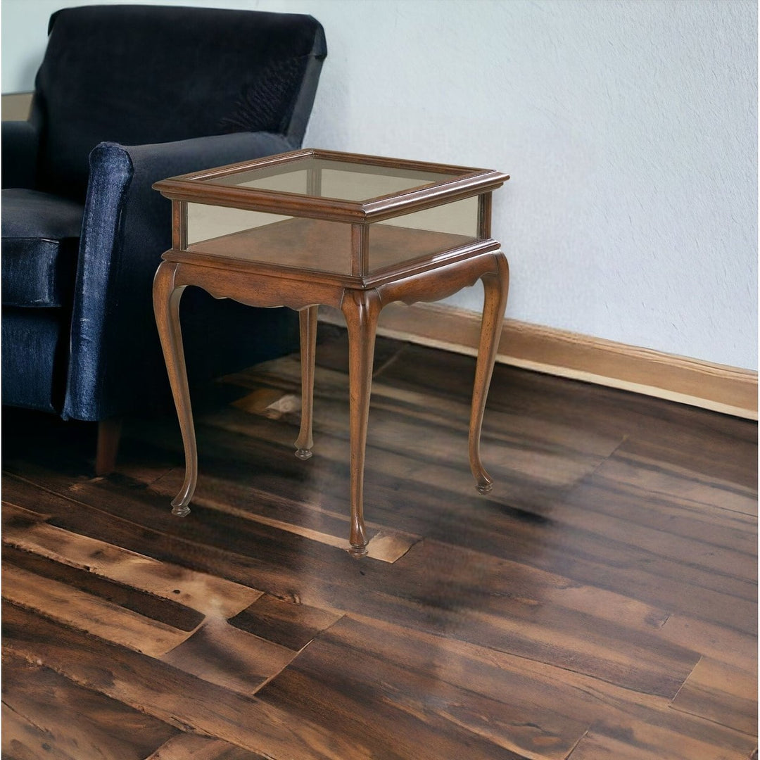 25" Dark Brown Glass Rectangular End Table Image 5