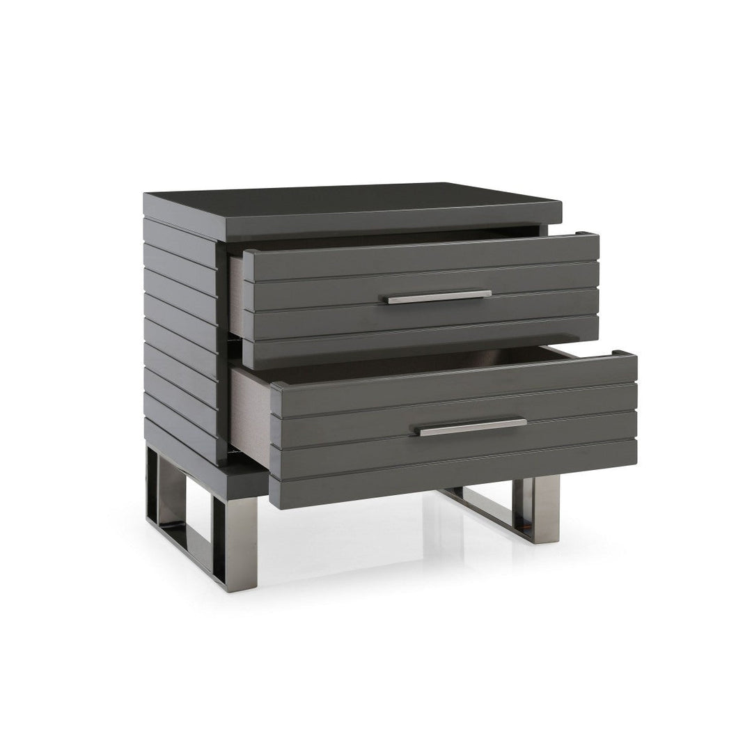 23" Silver and Gray Two Drawer Nightstand Image 3