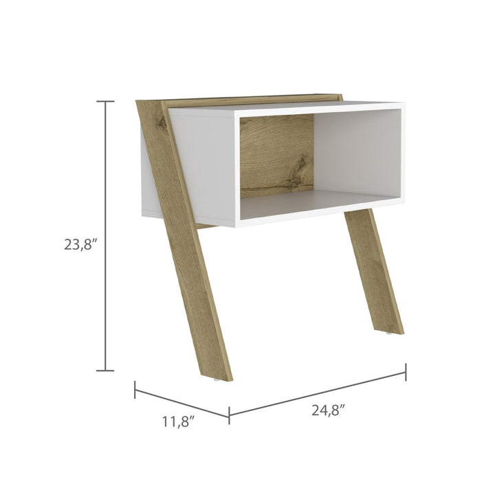 24" Light Oak and White Nightstand Image 4