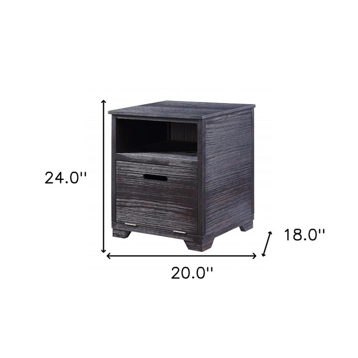 24" Black Manufactured Wood And Solid Wood Rectangular End Table Image 4