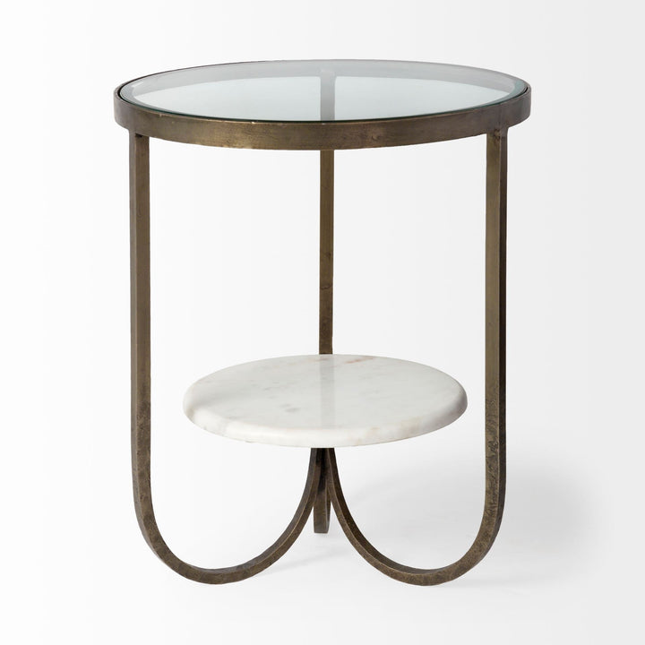 24" White Glass Round End Table Image 2