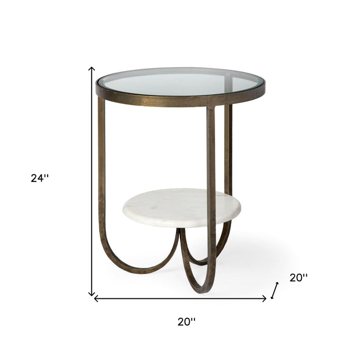 24" White Glass Round End Table Image 6