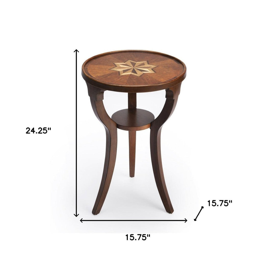 24" Brown And Olive Ash Manufactured Wood Round End Table With Shelf Image 6