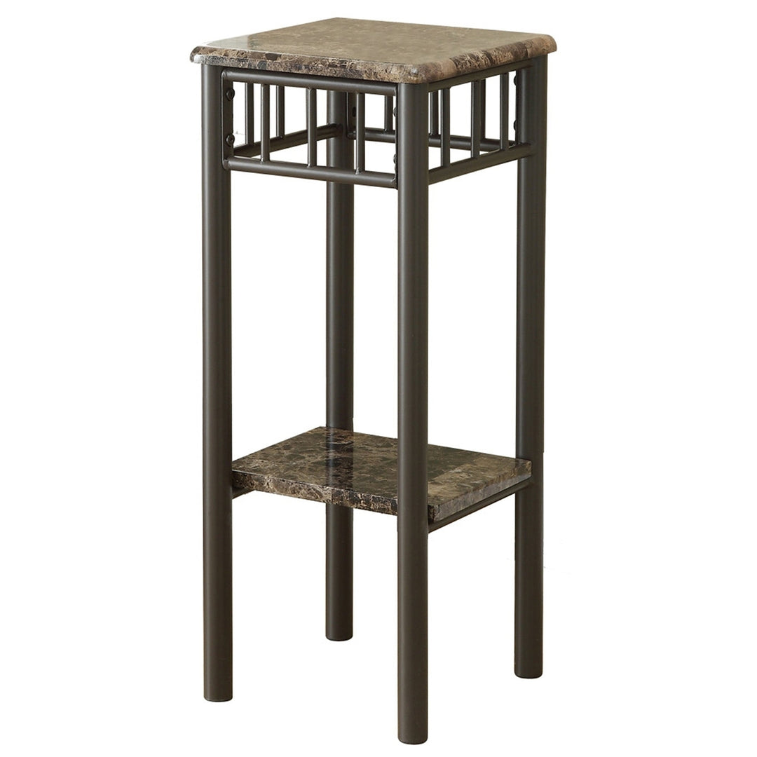 28" Black And Brown Square End Table With Shelf Image 1