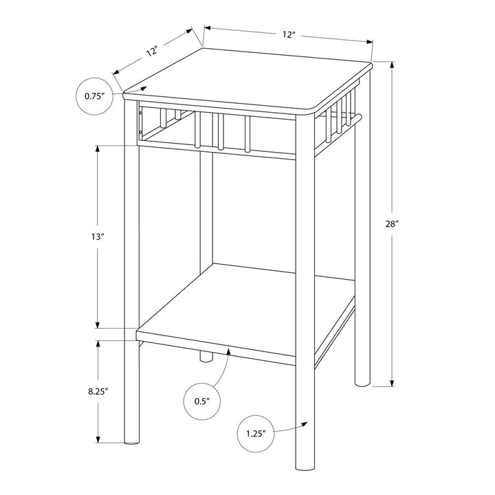 28" Black And Brown Square End Table With Shelf Image 3