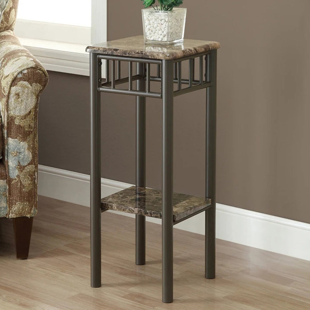 28" Black And Brown Square End Table With Shelf Image 5