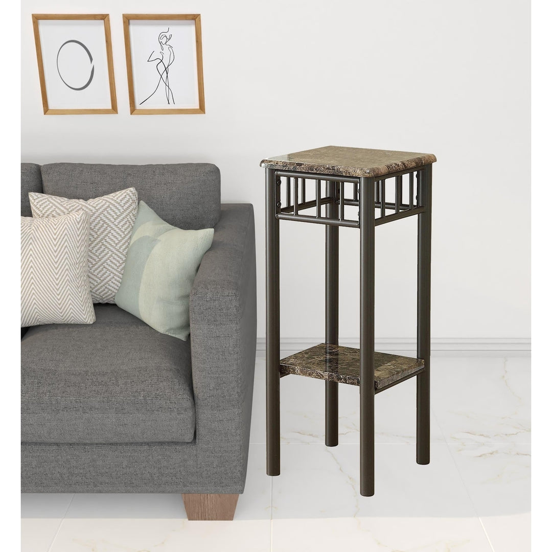 28" Black And Brown Square End Table With Shelf Image 6