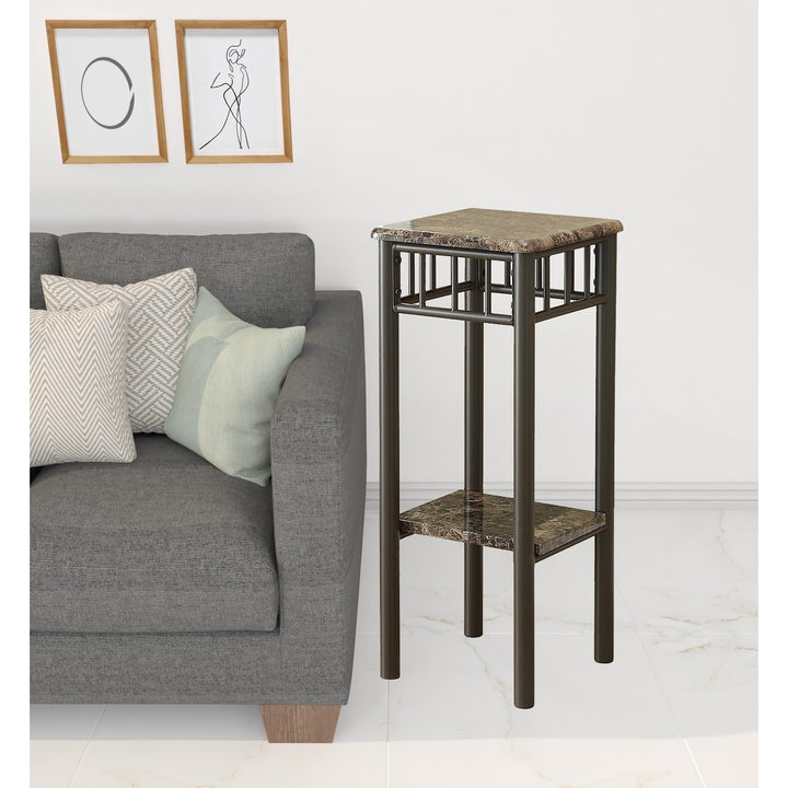 28" Black And Brown Square End Table With Shelf Image 6