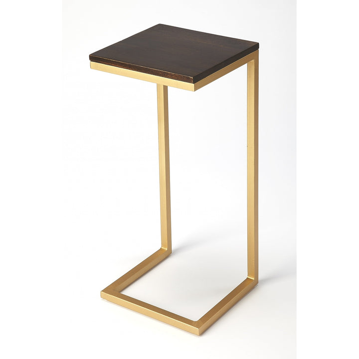 26" Gold Solid Wood Rectangular End Table Image 1