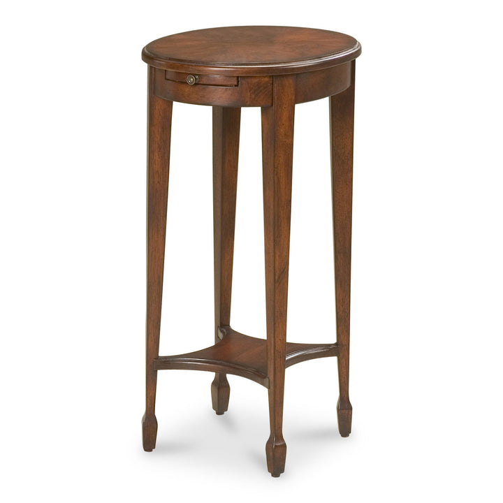 26" Dark Brown And Cherry Manufactured Wood Oval End Table With Shelf Image 4