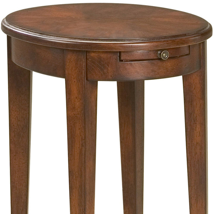 26" Dark Brown And Cherry Manufactured Wood Oval End Table With Shelf Image 5