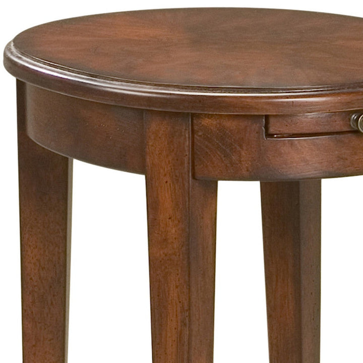 26" Dark Brown And Cherry Manufactured Wood Oval End Table With Shelf Image 6