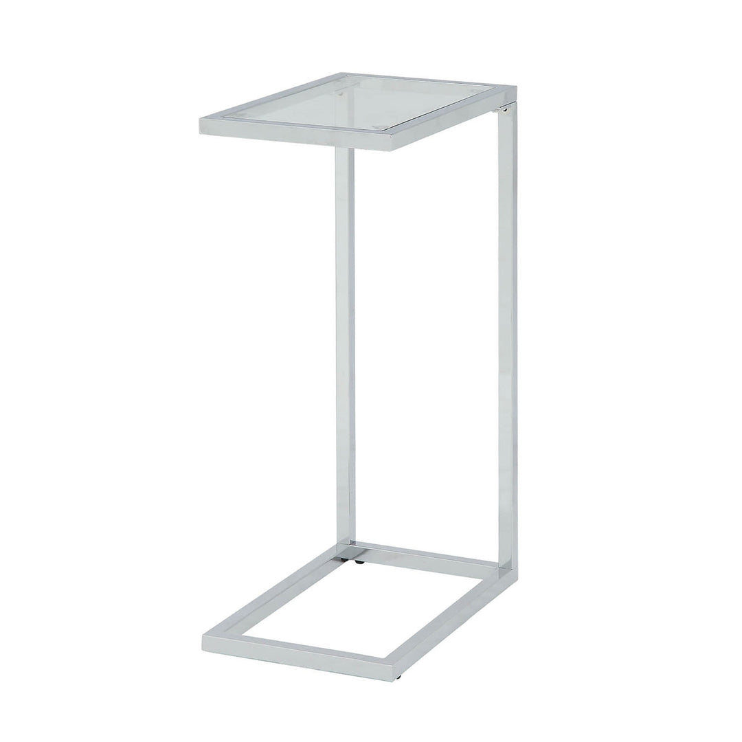 26" White And Clear Glass End Table Image 1