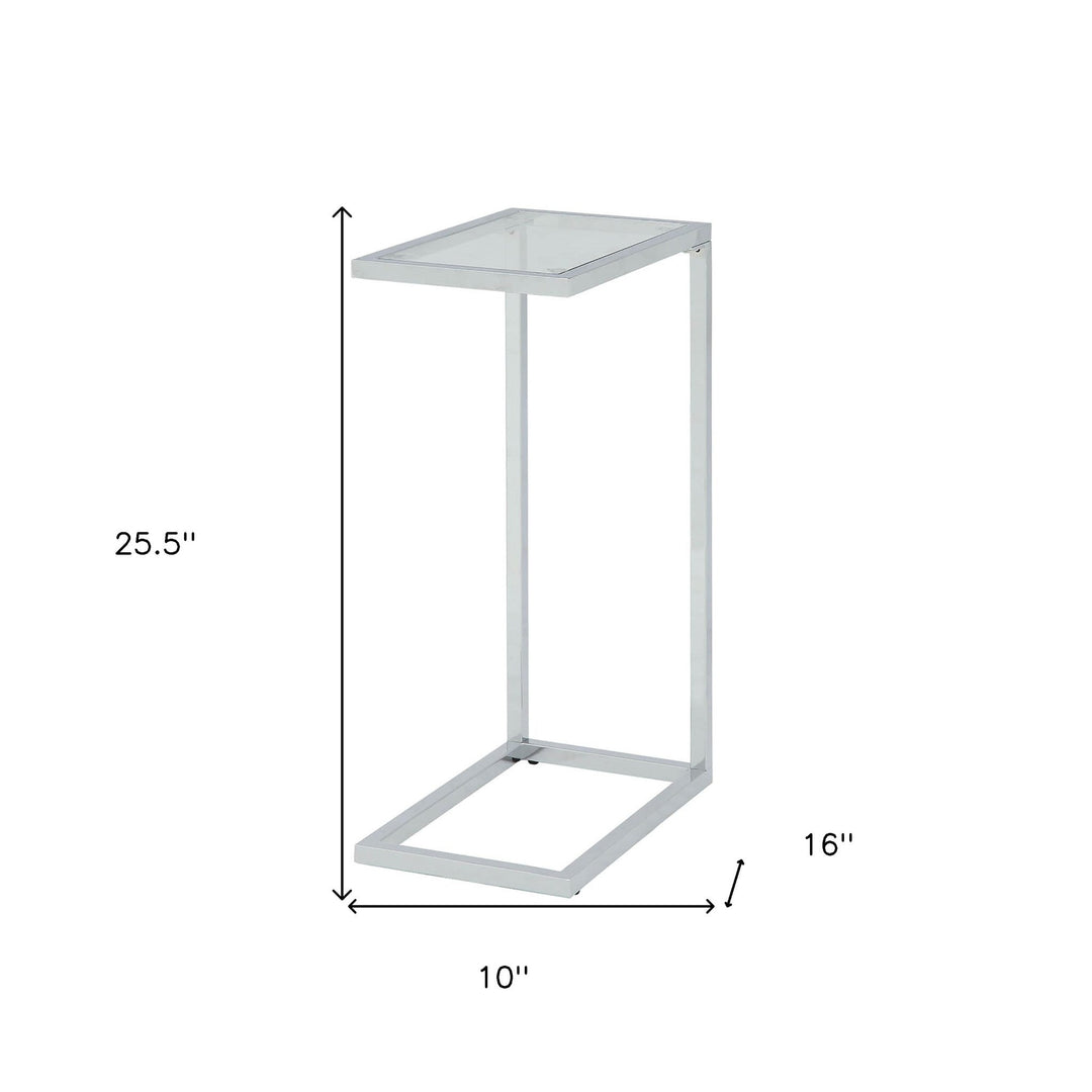 26" White And Clear Glass End Table Image 2