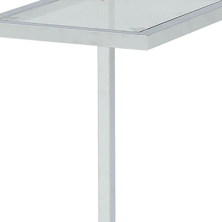 26" White And Clear Glass End Table Image 3