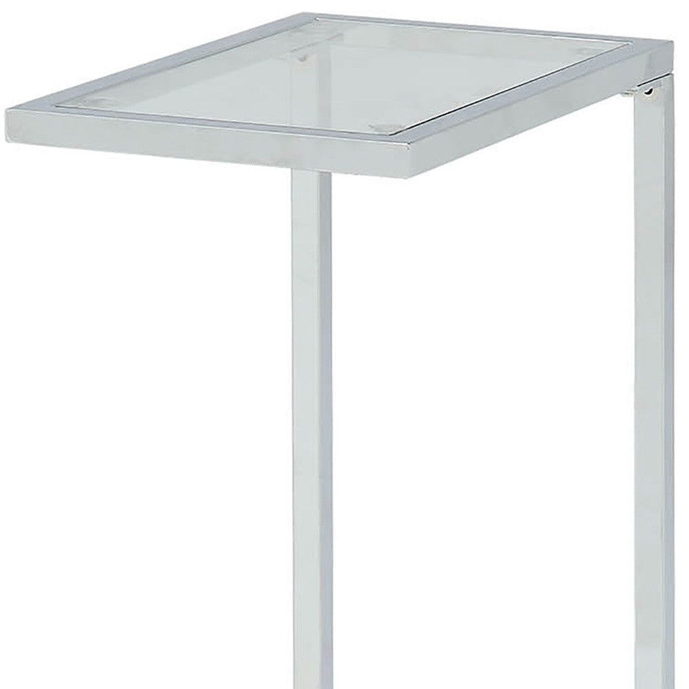 26" White And Clear Glass End Table Image 4