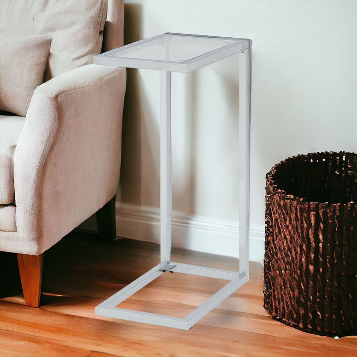 26" White And Clear Glass End Table Image 5