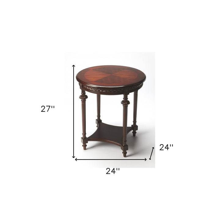 27" Dark Brown Manufactured Wood Round End Table With Shelf Image 2