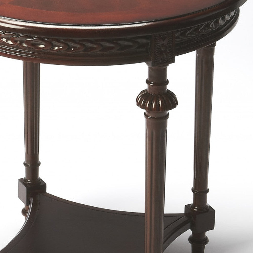 27" Dark Brown Manufactured Wood Round End Table With Shelf Image 3