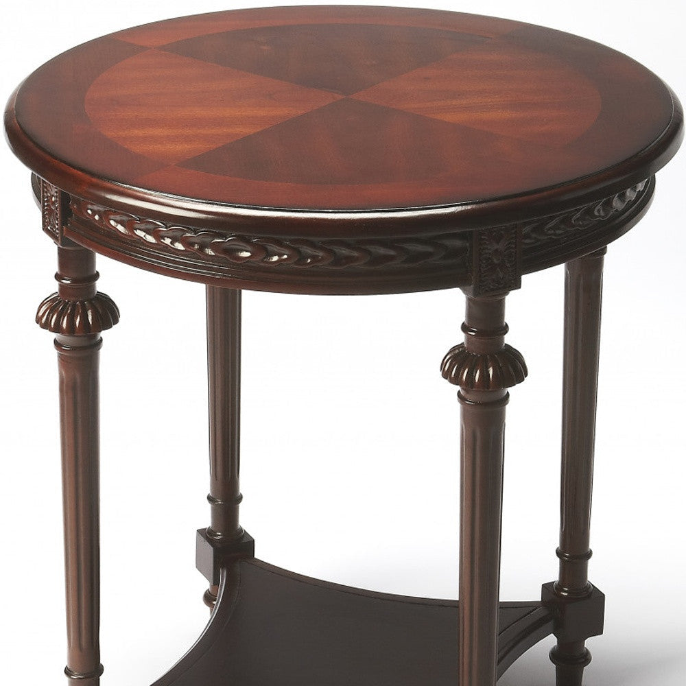 27" Dark Brown Manufactured Wood Round End Table With Shelf Image 4