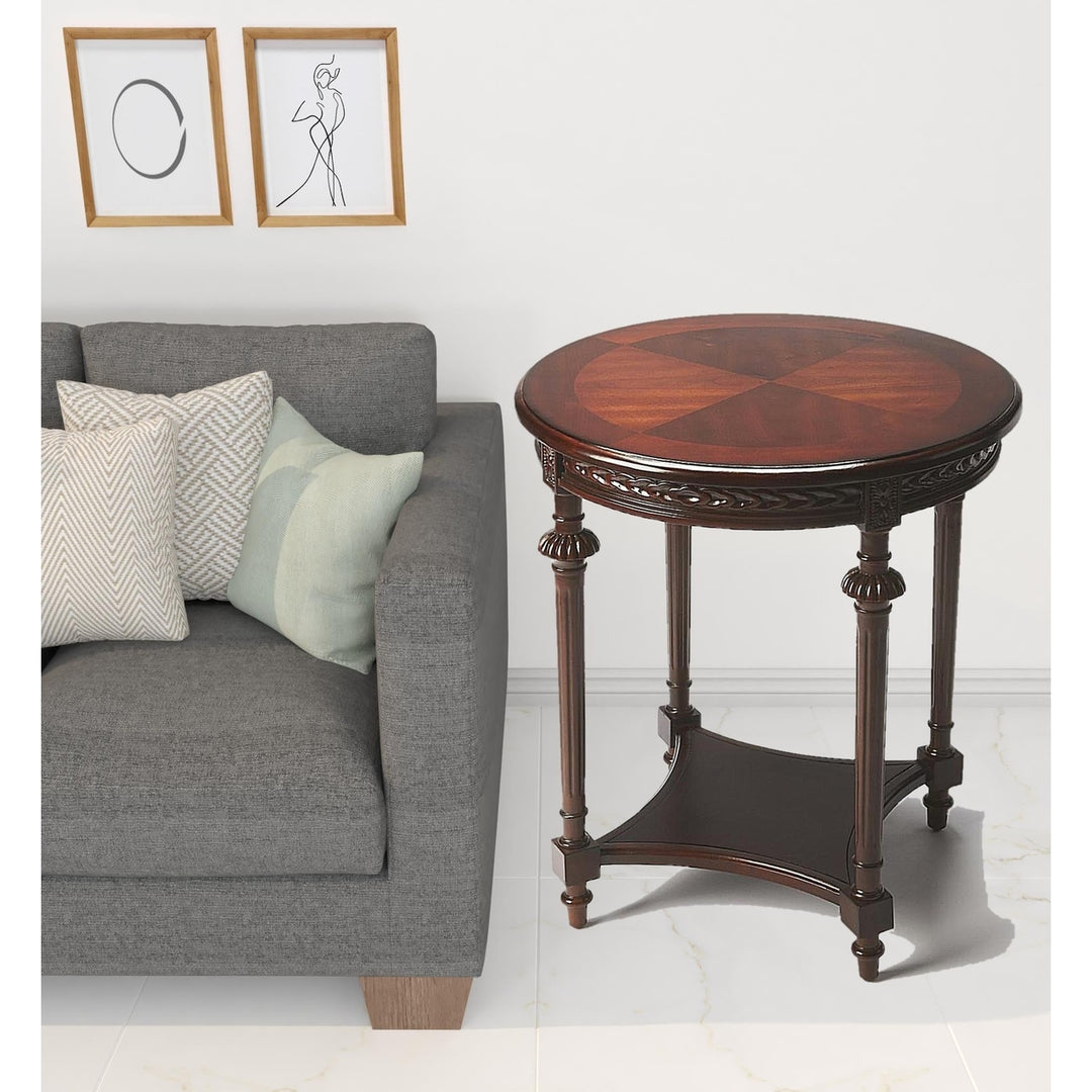 27" Dark Brown Manufactured Wood Round End Table With Shelf Image 5