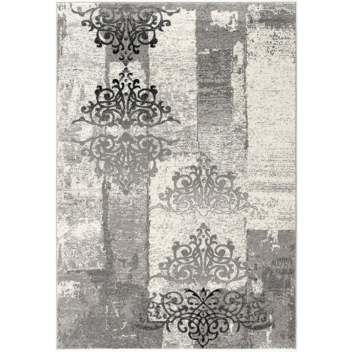 3 X 5 Gray Damask Dhurrie Area Rug Image 8