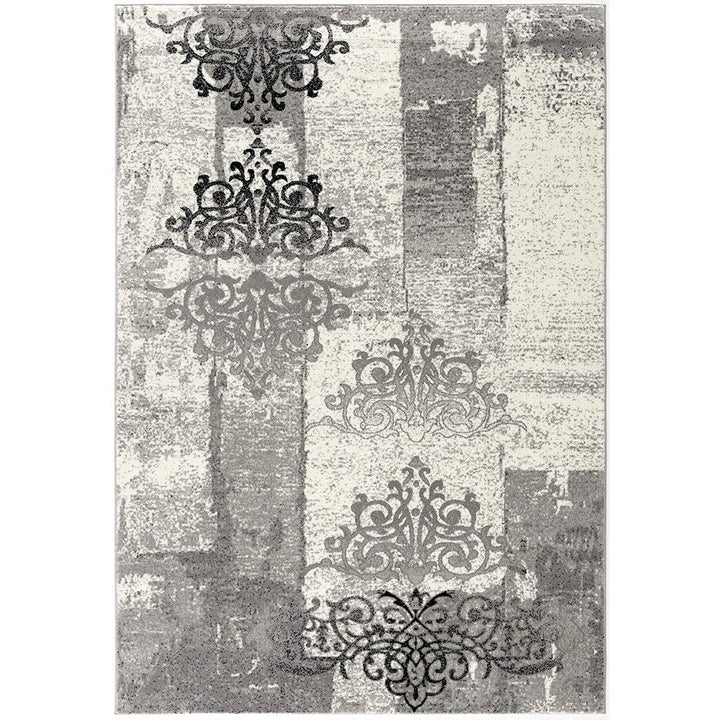 3 X 5 Gray Damask Dhurrie Area Rug Image 1