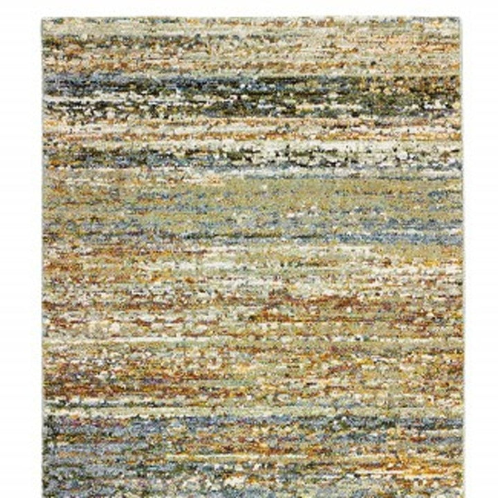 8X10 Gold And Green Abstract Area Rug Image 1