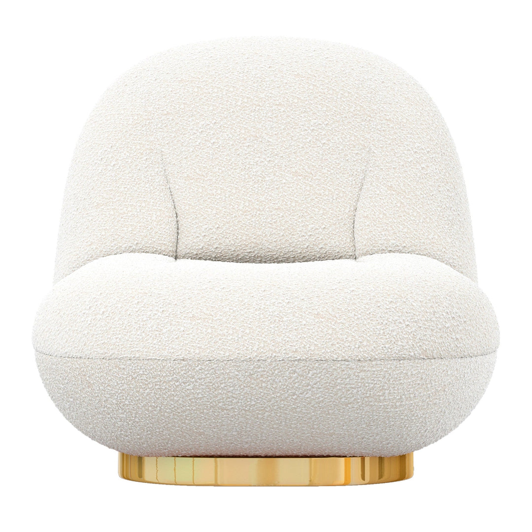 30" White And Gold Boucle Accent Chair Image 1