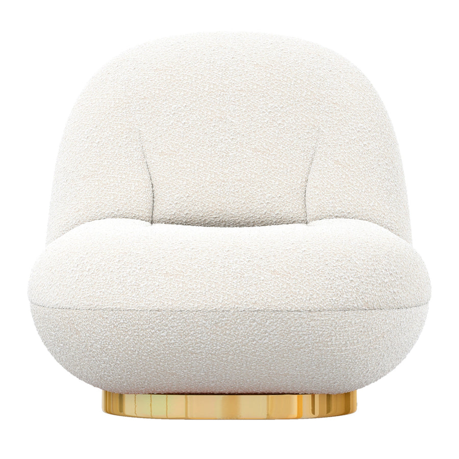 30" White And Gold Boucle Accent Chair Image 1