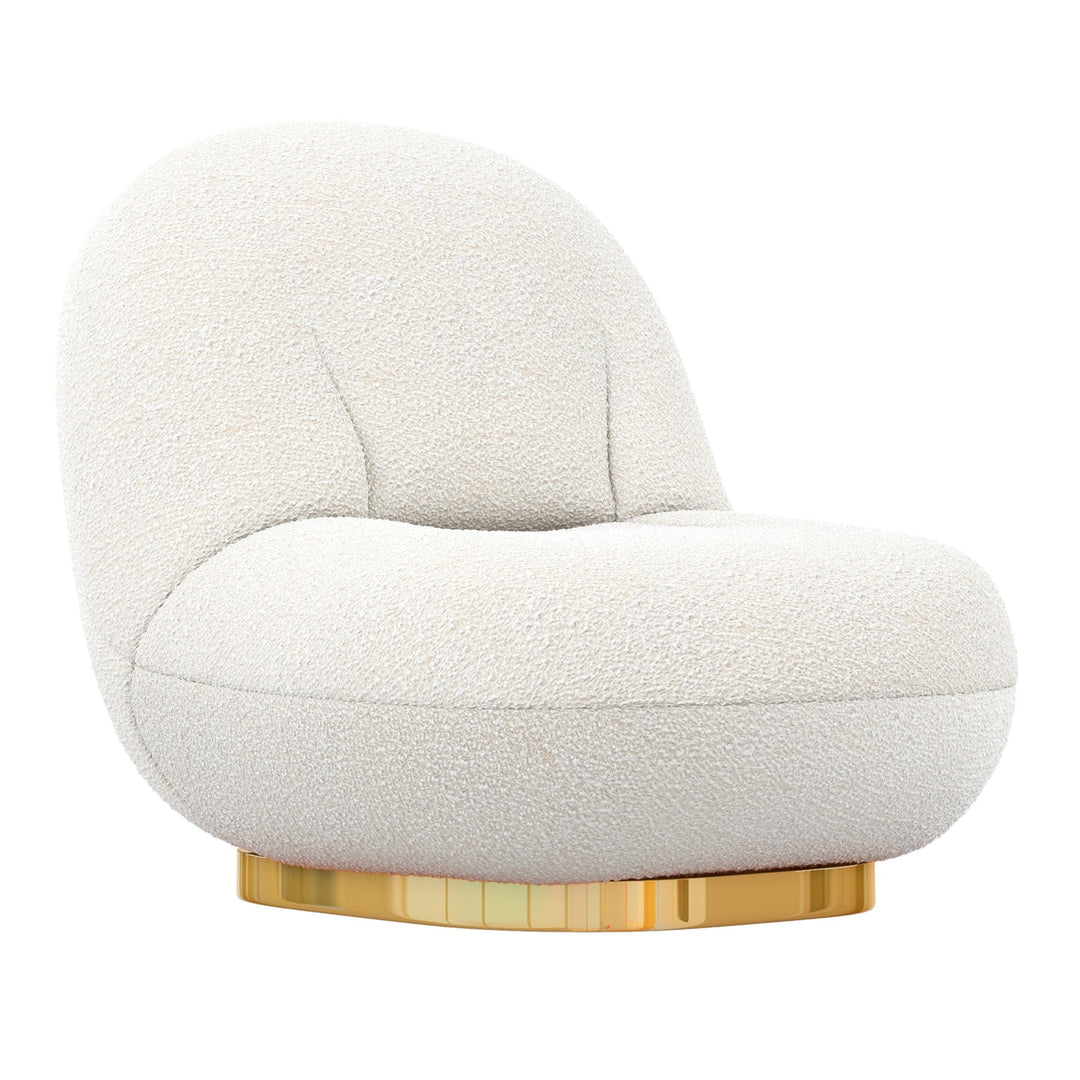 30" White And Gold Boucle Accent Chair Image 2