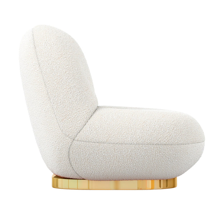 30" White And Gold Boucle Accent Chair Image 3