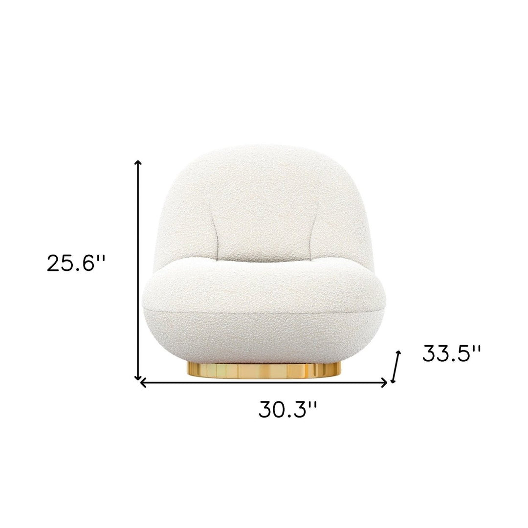 30" White And Gold Boucle Accent Chair Image 7