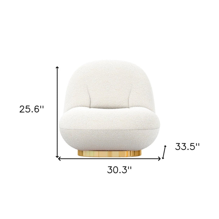 30" White And Gold Boucle Accent Chair Image 7