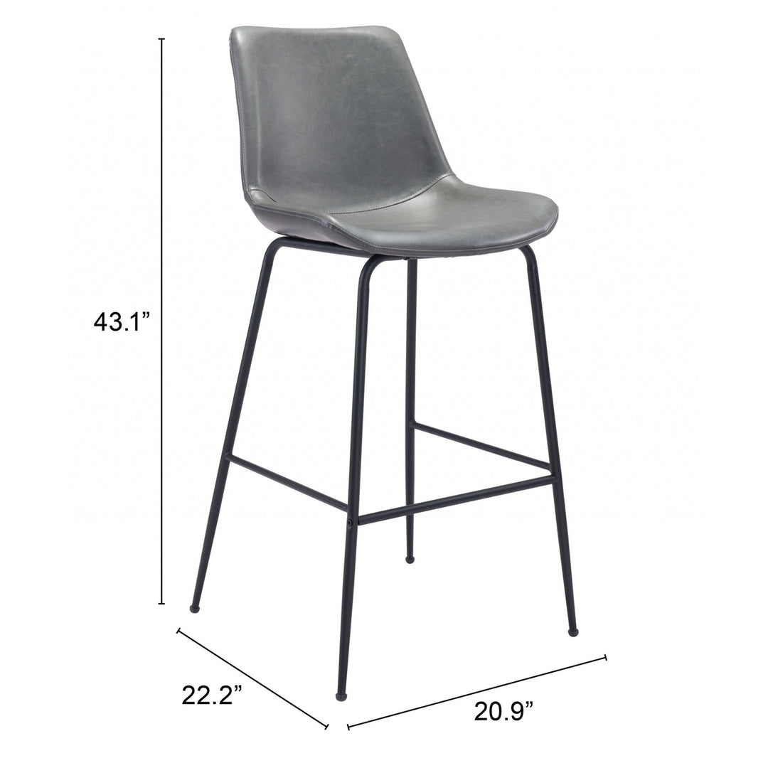 31 " Gray And Black Steel Low Back Bar Height Bar Chair Image 1