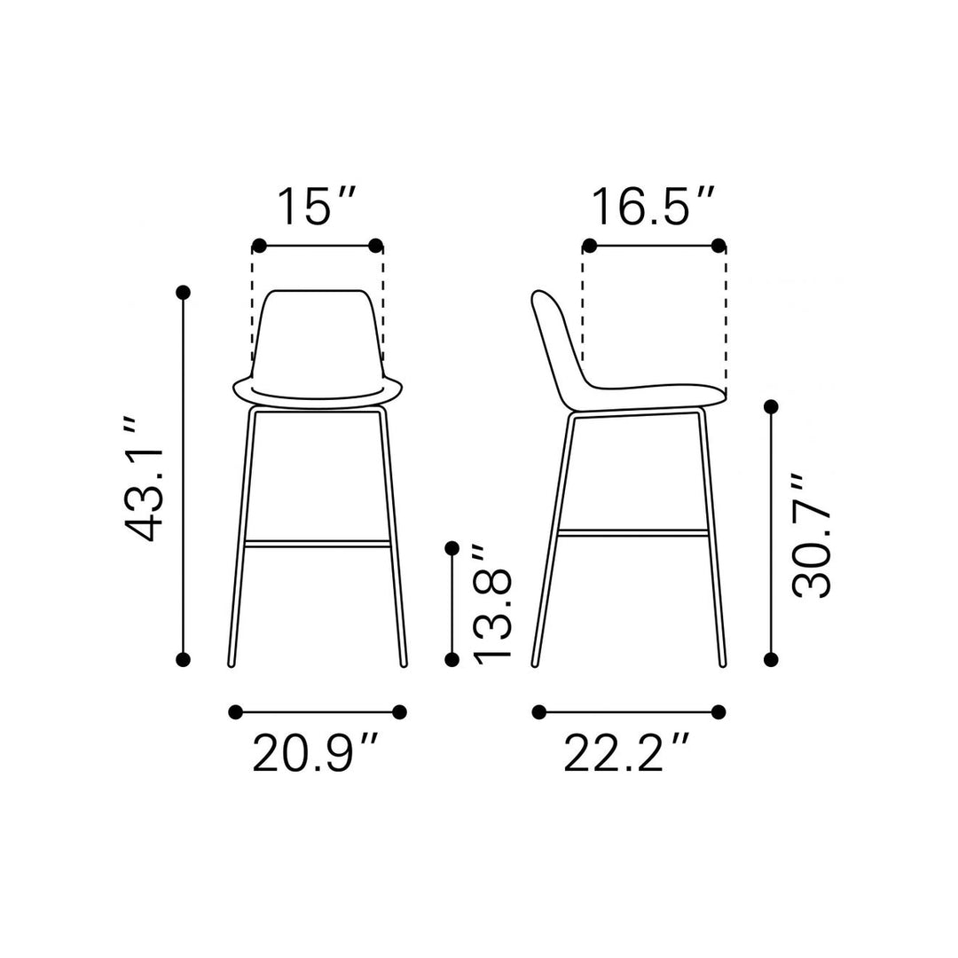 31 " Gray And Black Steel Low Back Bar Height Bar Chair Image 2