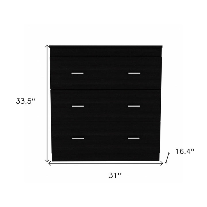 31" Black Three Drawer Dresser Image 3