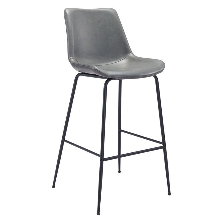 31 " Gray And Black Steel Low Back Bar Height Bar Chair Image 3