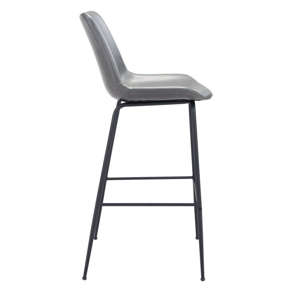 31 " Gray And Black Steel Low Back Bar Height Bar Chair Image 4