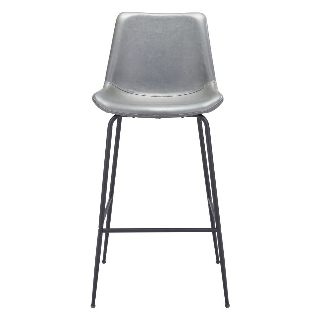 31 " Gray And Black Steel Low Back Bar Height Bar Chair Image 5