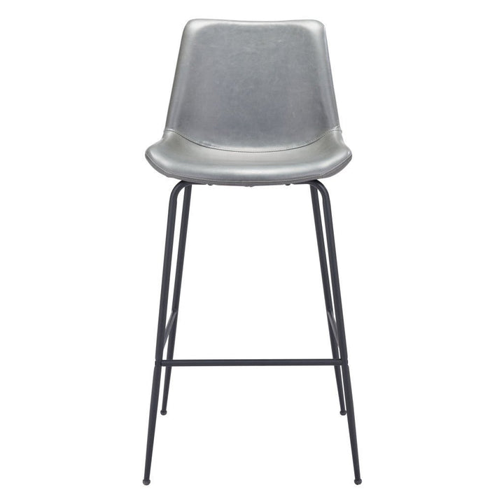 31 " Gray And Black Steel Low Back Bar Height Bar Chair Image 5